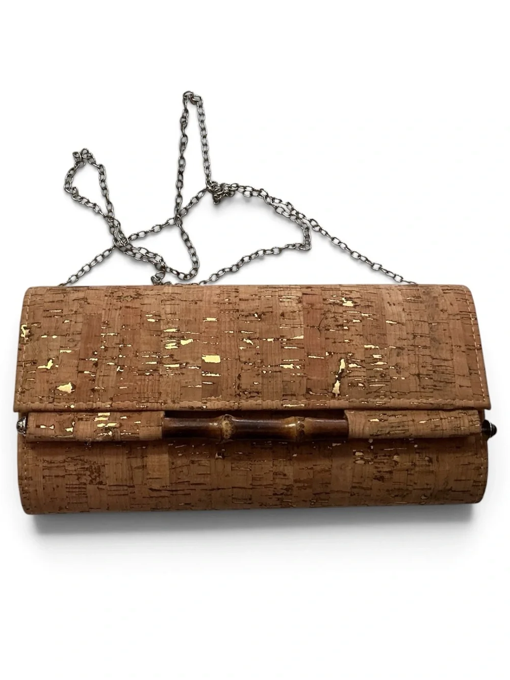 Brown Cork Clutch with Bamboo Accent – Women Bags